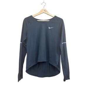 Nike Womens Black Dri-Fit Running Long Sleeve Shirt With Thumbholes Size S